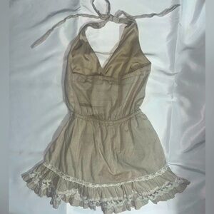 Elegant Beige Halter Dress